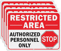 GicnKeuz Large Restricted Area Sign, 14x10 Inches Do Not Enter - Authorized Personnel Only Signs, Rust Free.40 Reflective Aluminum, Fade Resistant/Waterproof, 6 Pre-drilled Holes (4 Pack)
