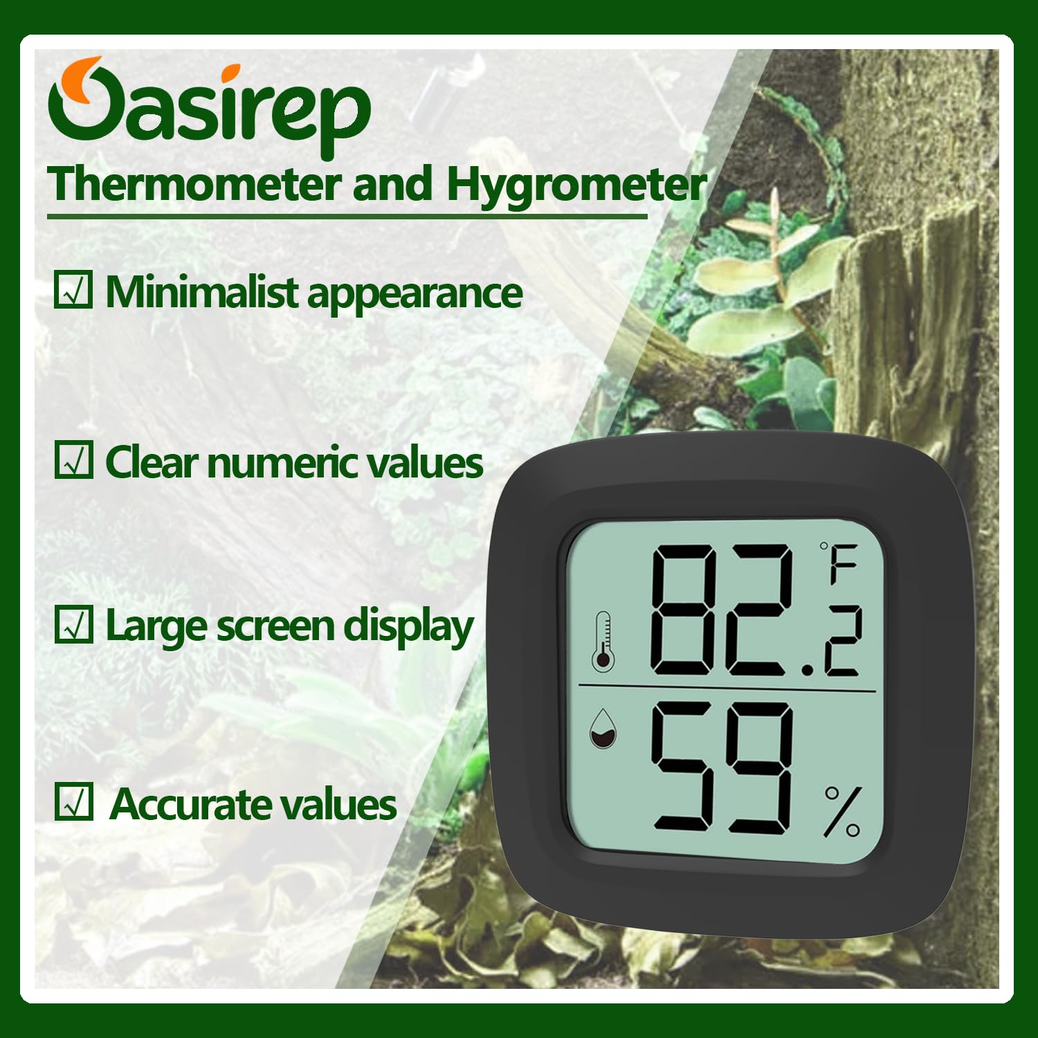 Black 2-Pack Reptile Thermometer and Hygrometer – Digital LCD Temp & Humidity Gauge for Bearded Dragon, Corn Snake, Hermit Crab, Iguana, Axolotl, Vivarium & Terrarium Setup