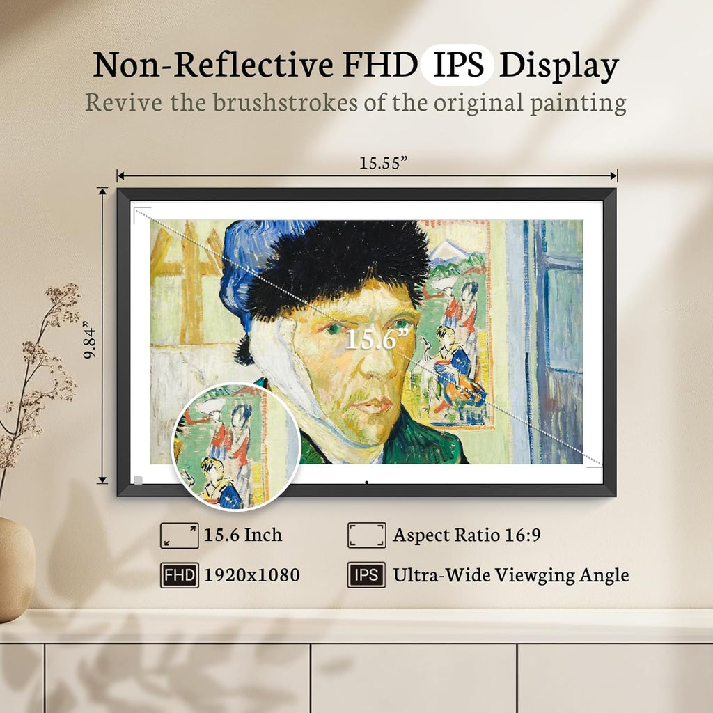 BSIMB 15.6 Inch Digital Picture Frame, 64GB 1920x1080 FHD Large Digital Photo Frame WiFi Photo Frame Electronic Touchscreen, Share Pictures/Videos via App/USB/SD Easy Setup Auto-Rotate, Gift for Mom