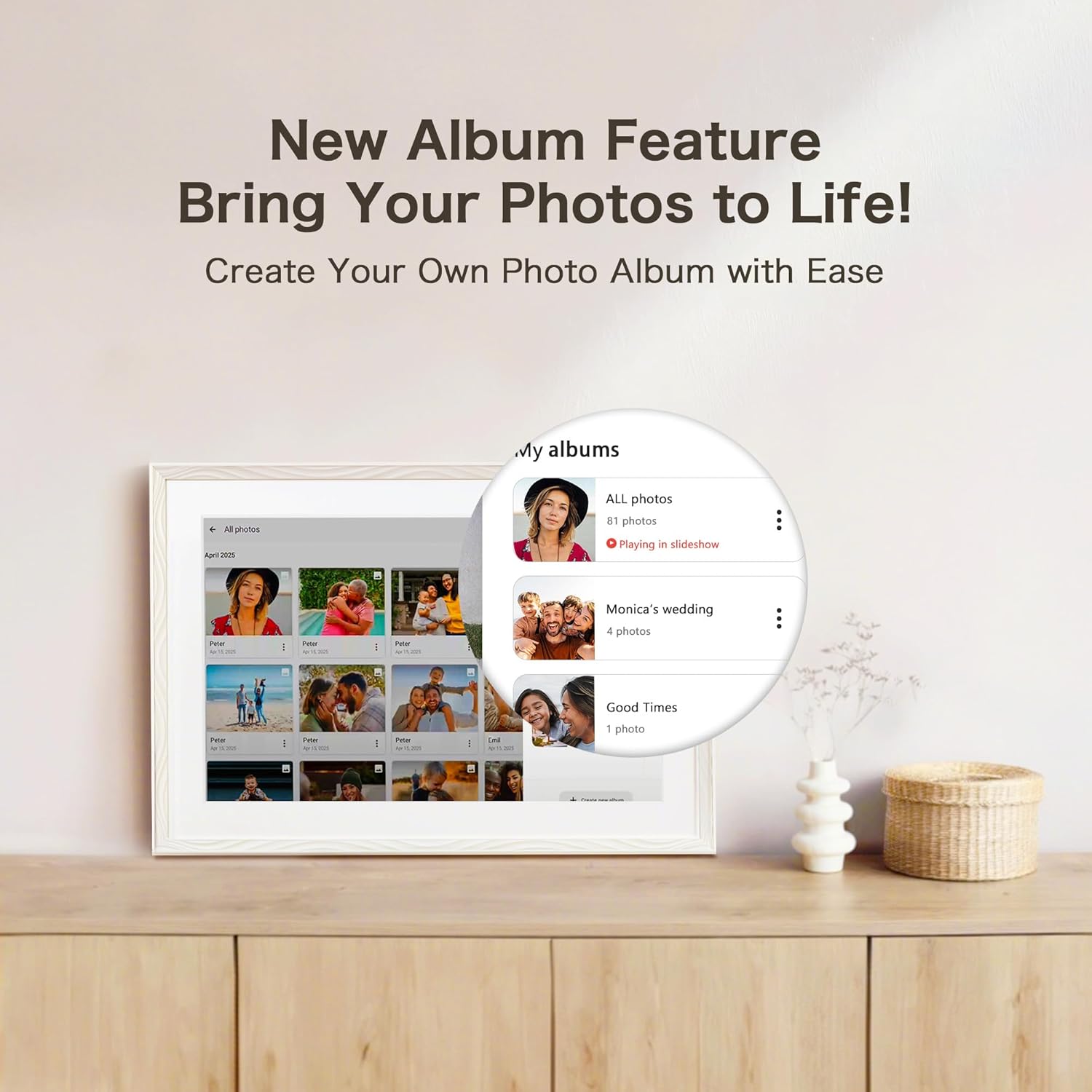 Digital Picture Frame, Frameo 10.1 Inch Digital Photo Frame WiFi, 32GB Memory, Electric Frame Slideshow, 1280 * 800 HD Touch Screen, Wall Mountable, Auto-Rotate, Share Instantly, Gifts for Mom, Women