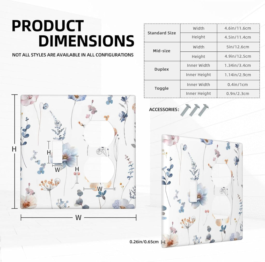 Wildflowers Plant Leaves Floral Berry Wallplates 1 Toggle 1 Duplex Switch Plate Electrical GFCI Faceplate Decorative Light Switch Covers for Bed Room Living Room Decor