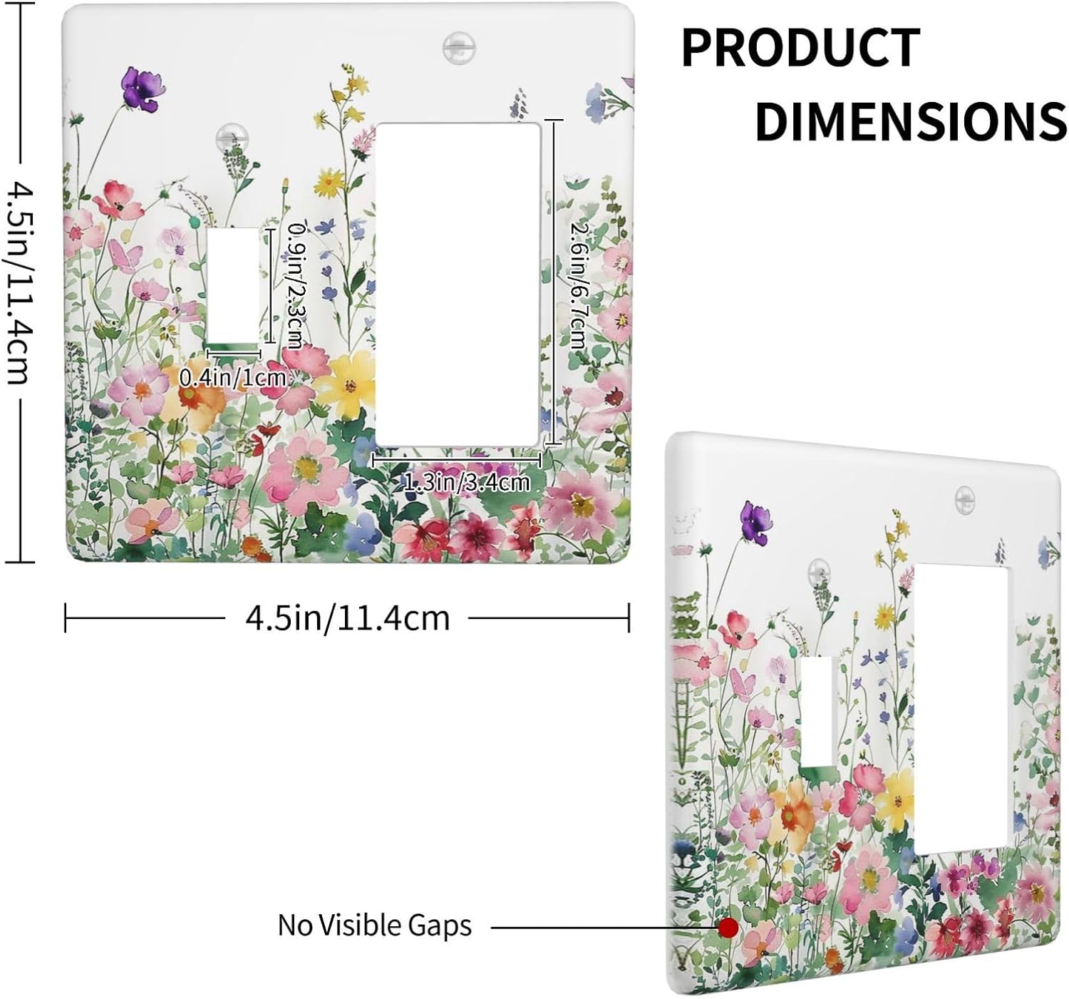 Outlet Covers Boho Colorful Flowers Plant Rustic Wildflower 1 Toggle 1 Rocker Combination Decorative Wall Plate Electrical Switch Plates Light Switch Cover Plate for Bed Room Bathroom