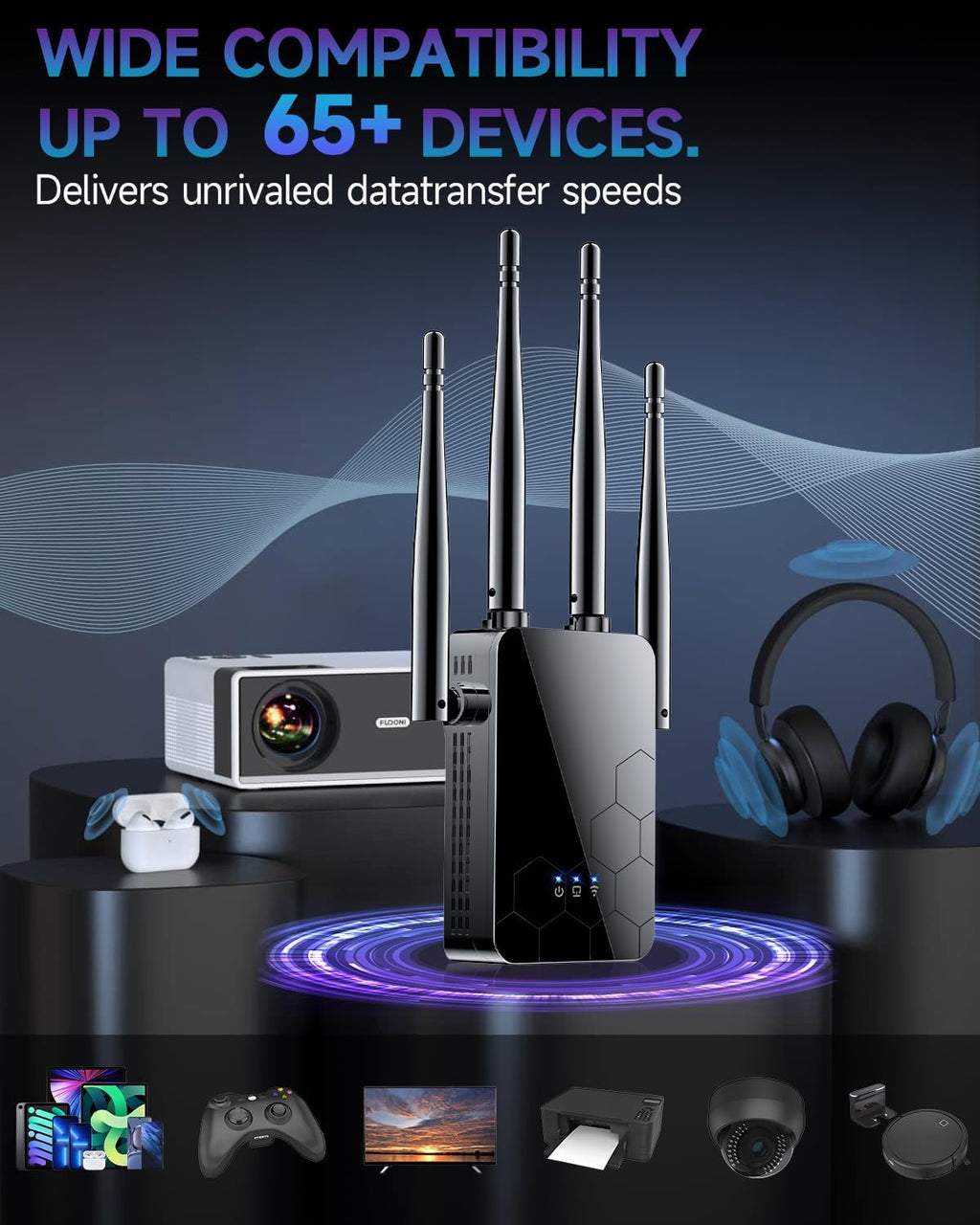2026 WiFi Extender Internet Booster, 10000 Sq.ft Long Range Repeater Wireless Routers Amplifier, Mesh Wi-Fi 80% Faster | Broader Than Ever, Support More Network Devices at Home, 1-Tap Setup