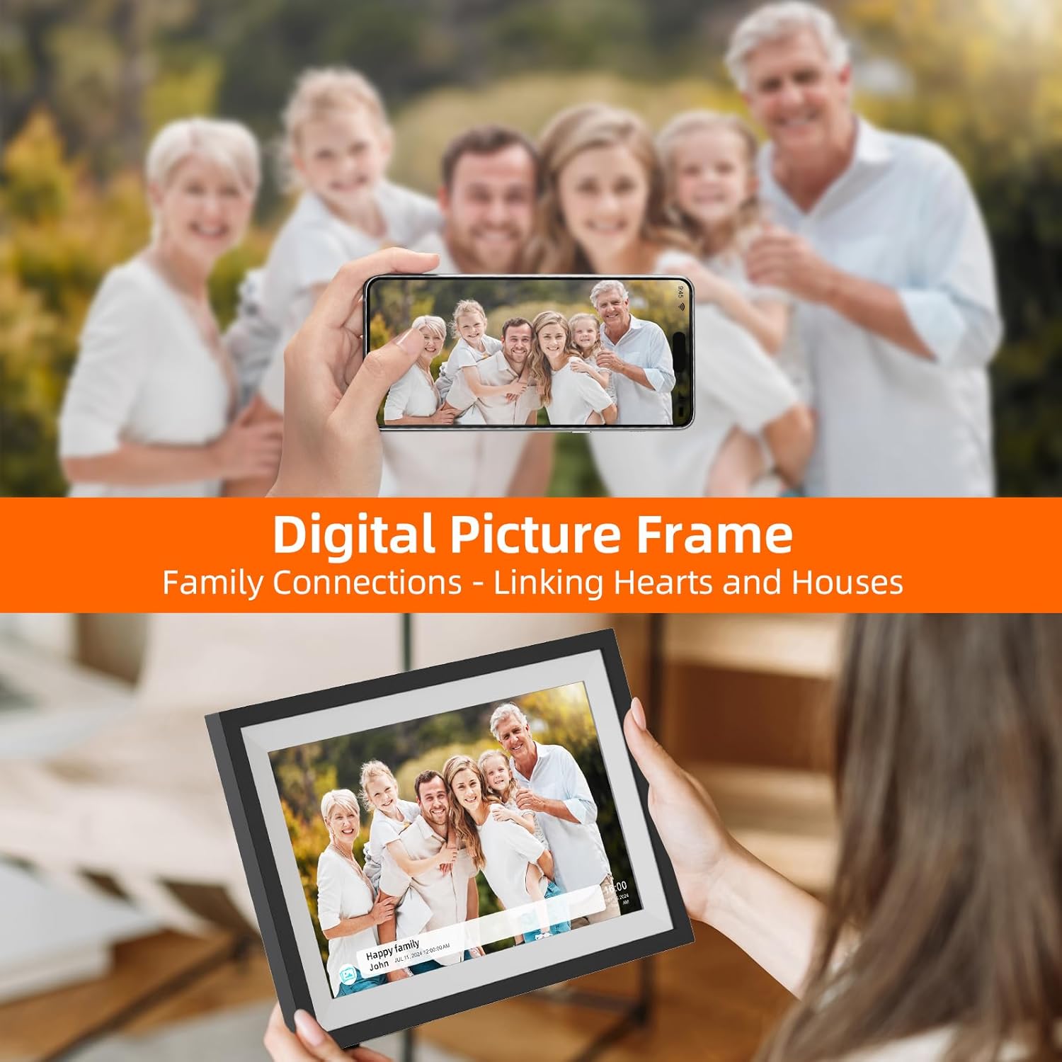 Digital Photo Frame,10.1 Inch Frameo Digital Picture Frame, 1280x800 IPS LCD Touch Screen,Auto-Rotate,16GB, Supports SD Cards,Share Moments Instantly via Frameo App from Anywhere,Gifts for Your Loves