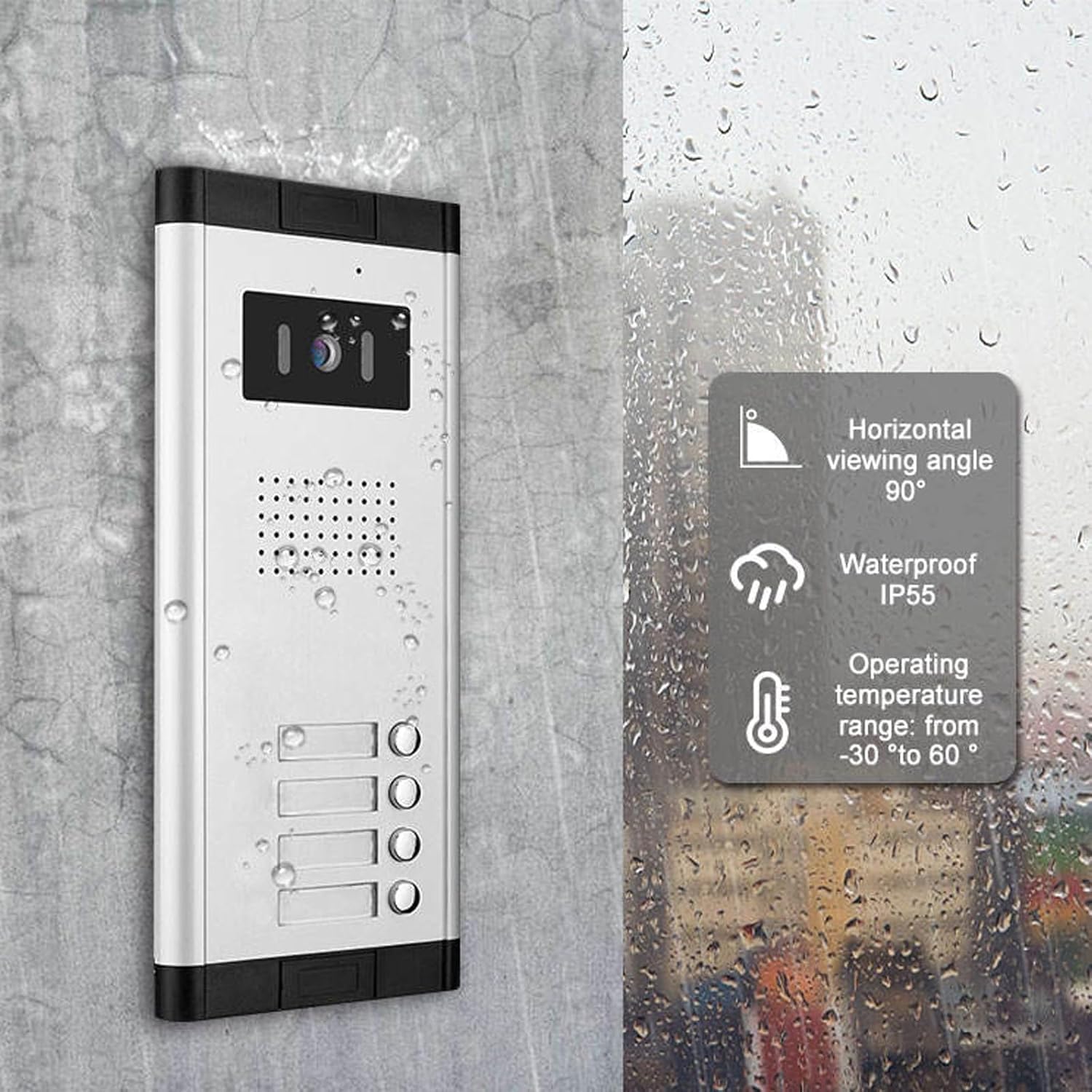 Wired Video Intercom System,7 Inch Ring Video Doorbell with IR Night Vision,HD Camera Kits,IR Outdoor Camera,Dual-Way Intercom for Villa Home Office Apartment (1 Bell +12 Monitor)