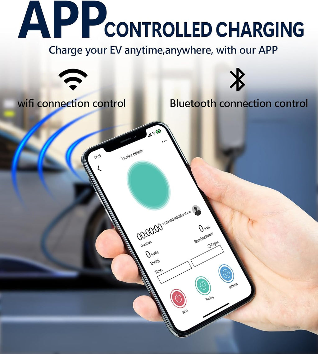 Home Smart Level 2 EV Charger up to 40 Amp, Outdoor Fast Charging Station with NEMA 14-50 Plug for All J1772 Electric Vehicles, Wi-Fi and Bluetooth Enabled EVSE, 25-Foot Cable