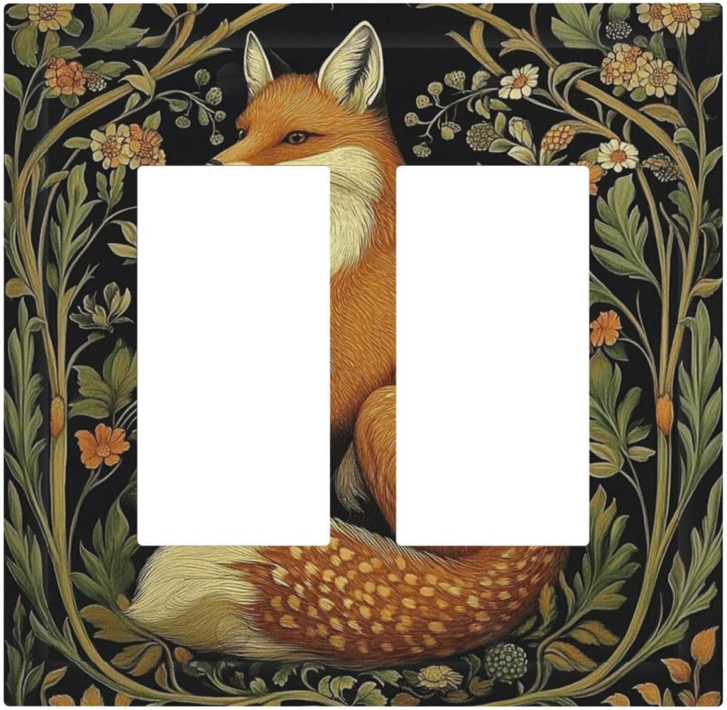 Fox Morris Plants Flowers Vine Colorful Floral Decorative Outlet Covers 2 Gang Double Gfci Rocker Electrical Wall Panels Light Switch Cover Plate For Bed Room Living Room Decor