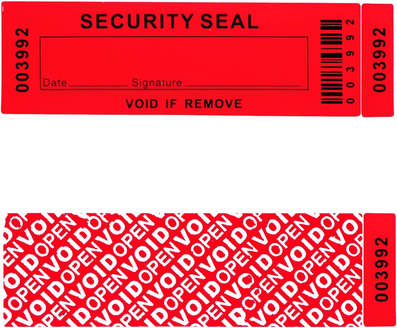 Security Warranty Void Stickers 100% Total Transfer Tamper Evident Proof Labels Triple Serial Numbers Seal Sticker Large 35x120 mm(50PCS,red)
