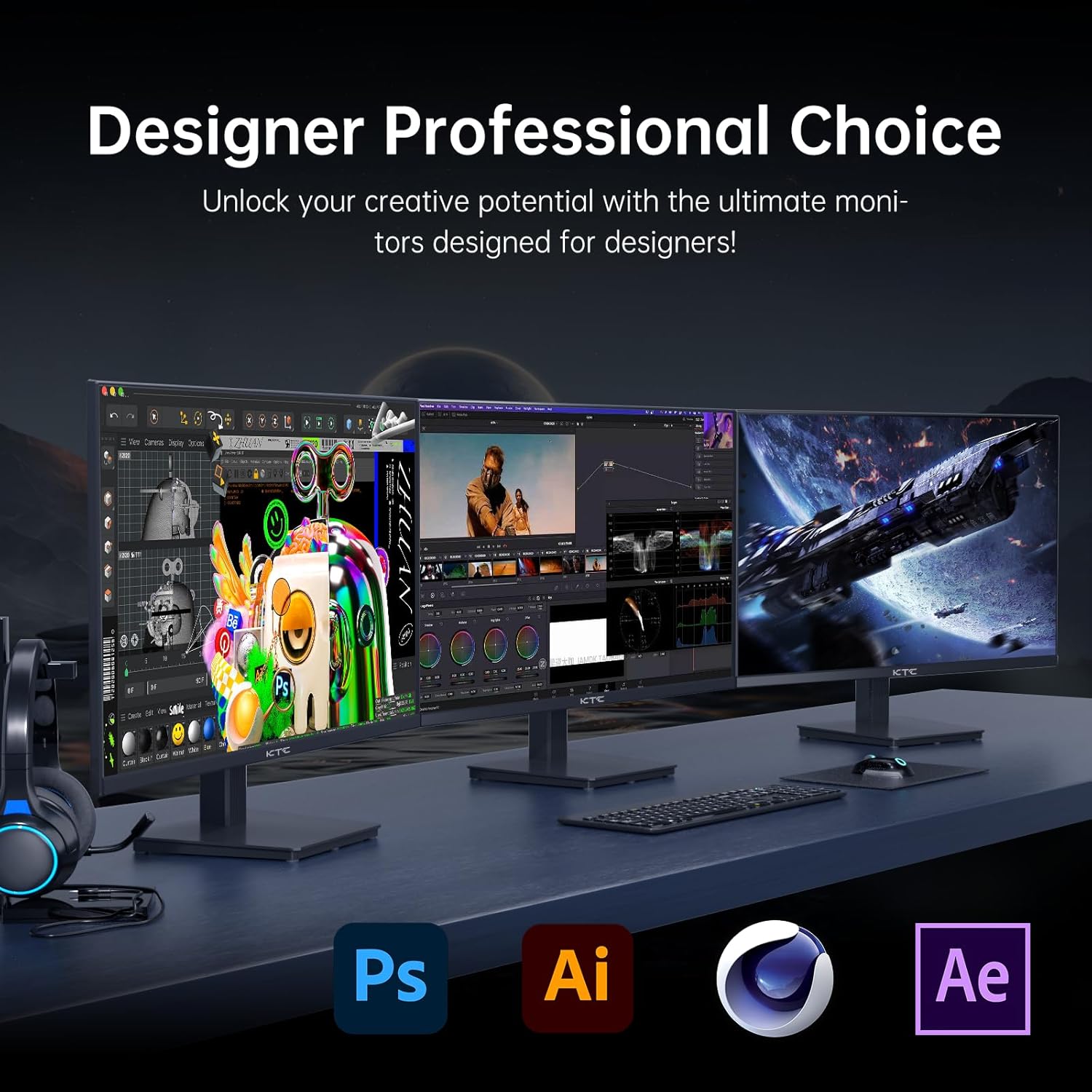 KTC 27 Inch 4K UHD(3840 * 2160) Computer Monitor - IPS Monitor, 60hz, HDR400, Anti-Blue Light Screen, DCI-P3 95% 125% sRGB, Support FreeSync and GSync, PC Monitor for Design, Work,Casual Gaming