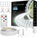 White LED Strip Lights, 131ft Dimmable 24V LED Lights Strip 6500K Bright Daylight White, Flexible Tape Lights for Bedrooms, Kitchen, Cabinet, Christmas Decor, 2 Rolls of 65.6ft