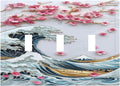 Decorative Switch Plates The Great Wave Off Kanagawa With Sakura 3 Gang Wall Plate Triple Toggle Light Switch Cover Faceplate Electrical Wall Panels for Bedroom Bathroom Decor