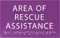 6" X4" Area of Rescue Assistance Sign- Tactile Graphics Grade 2 Braille Text ADA Compliant Sign |ADA Compliant Plastic Signs for Schools, Offices, Businesses, Apartments & Restaurants