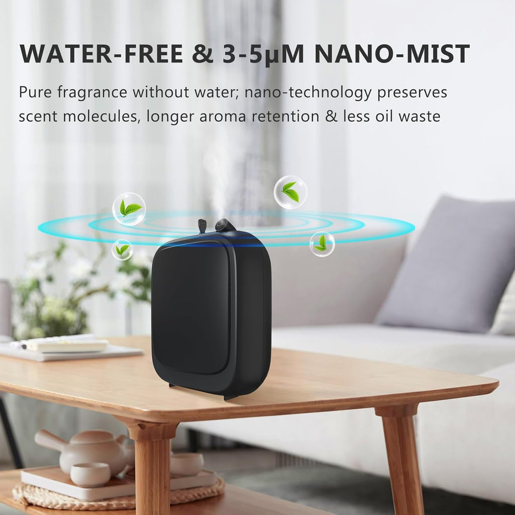 Essential Oil Diffuser for Large Room Hotel Waterless Aroma Diffuser for Home with Bluetooth App Cold Air Aroma Therapy Mist Diffuser Covers 3000 Sq Ft (Oils Not Included) Black