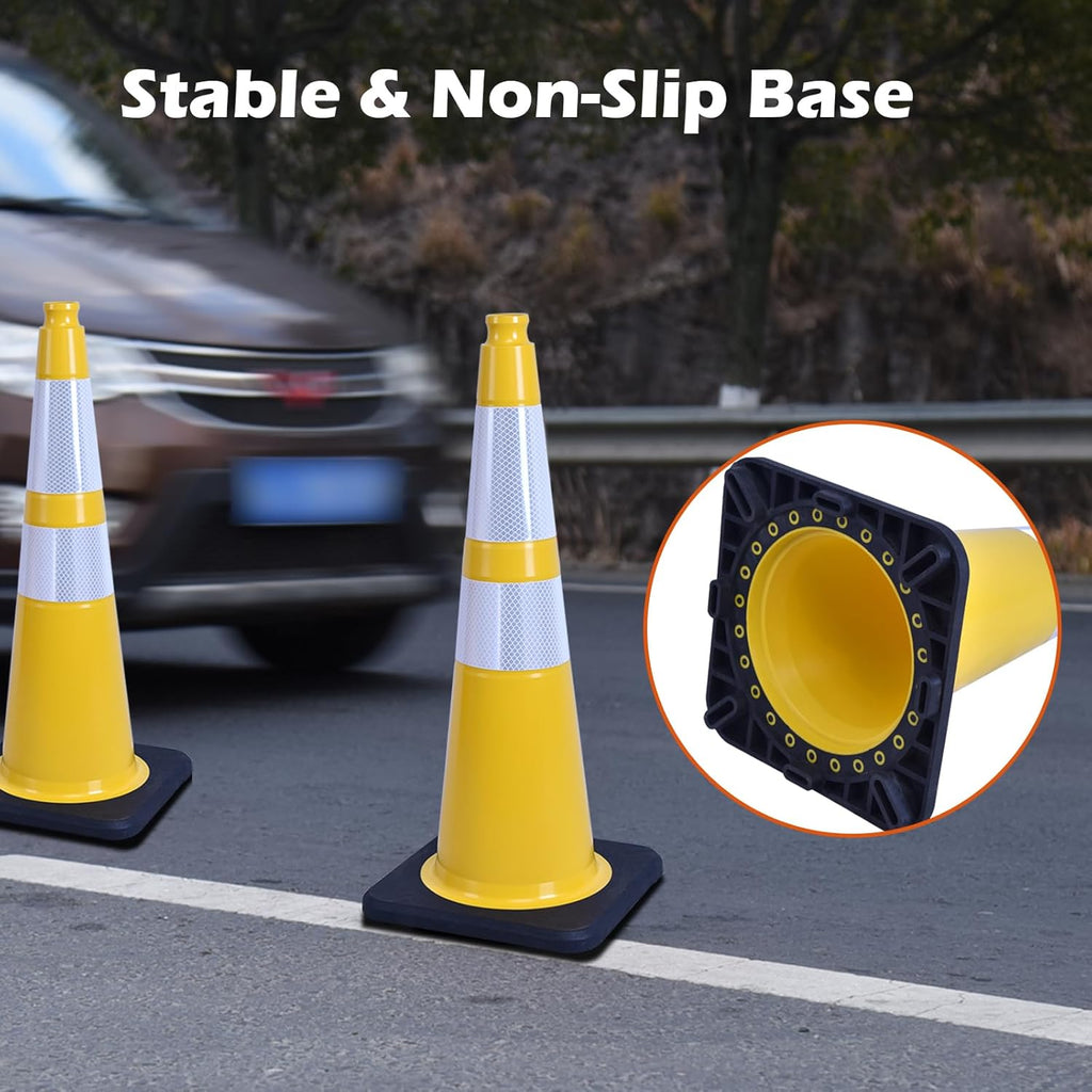 360 Pack 28" Yellow Traffic Cones with Black Base – Heavy Duty Bulk Cones for Construction Sites, Commercial Areas, and Event Safety (360, Yellow, 28 Inch)