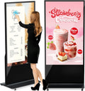 HLEC 65'' Indoor Floor-Standing Digital Signage Interactive Display, 4K Touchscreen Advertising Display LCD Kiosk, Commercial Android Smart System, CMS Software, HDMI/USB Input＆Out/WiFi(4+64G)