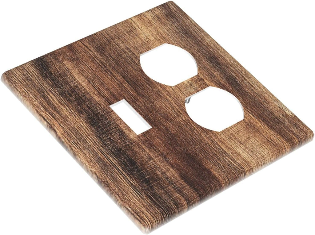 Wallplates Vintage Rustic Brown Wood Grain 1 Toggle 1 Duplex Switch Plate Electrical GFCI Faceplate Decorative Light Switch Covers for Bedroom Farmhouse Decor