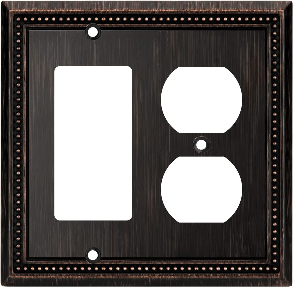 Henne Bery Sunken Pearls Heavy Duty Decorative Wall Plate Switch Plate Outlet Cover (Decorator/Duplex, Aged Bronze)