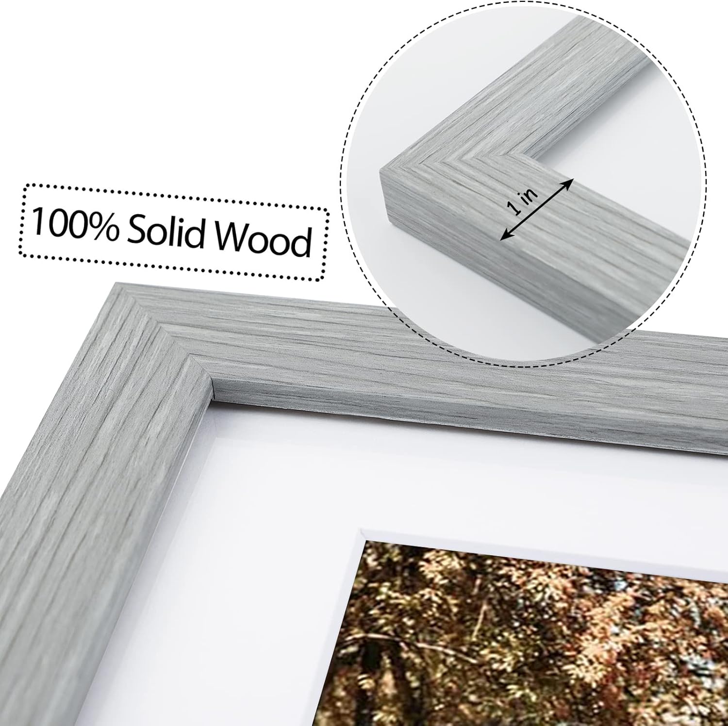 Golden State Art, 9x18 Grey Wood Frame - White Mat for Three 5x7 Pictures - Sawtooth Hangers - Swivel Tabs - Wall Mounting - Landscape/Portrait - Real Glass - Collage Frame