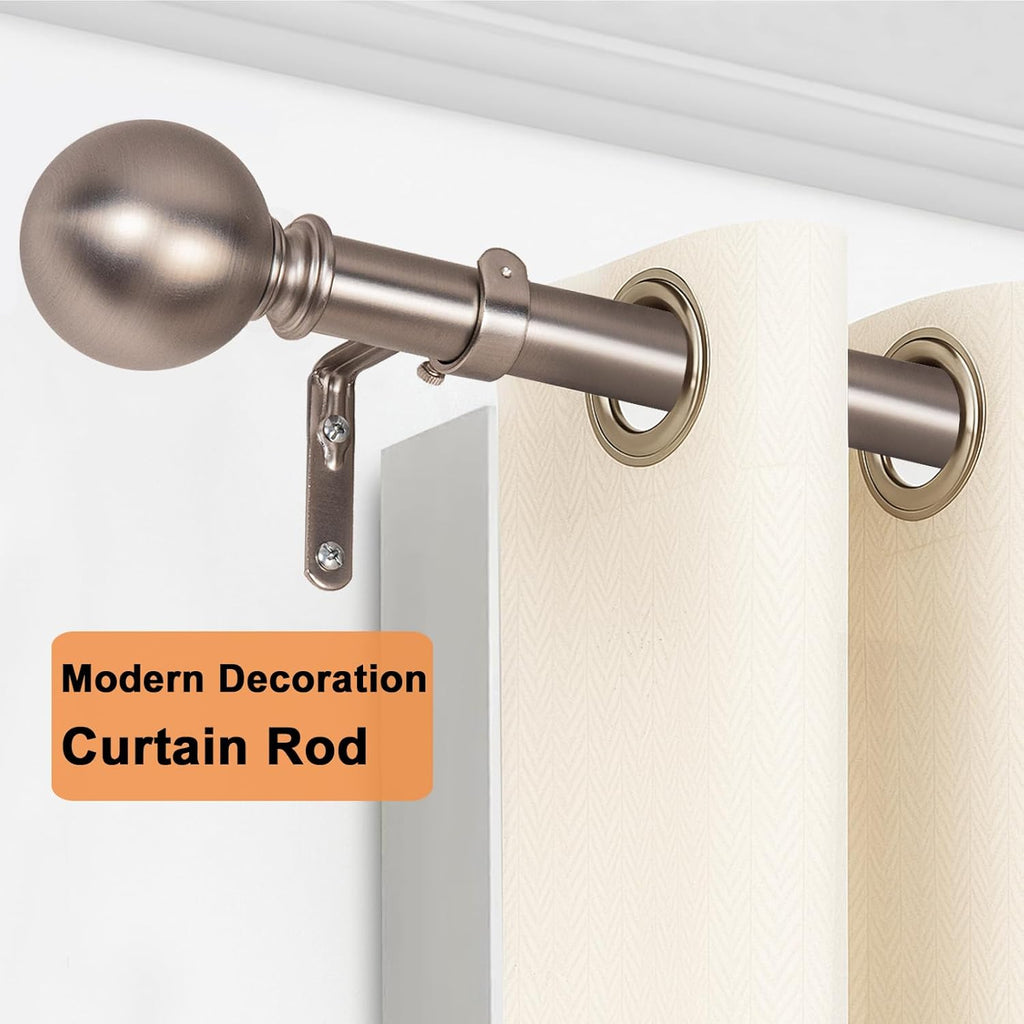 Curtain Rods for Windows 18 to 88 inches, 1 Inch Modern Metal Drapery Rods, Adjustable Heavy Duty Curtain Pole with Round Finials(18"-88"Satin Nickel)