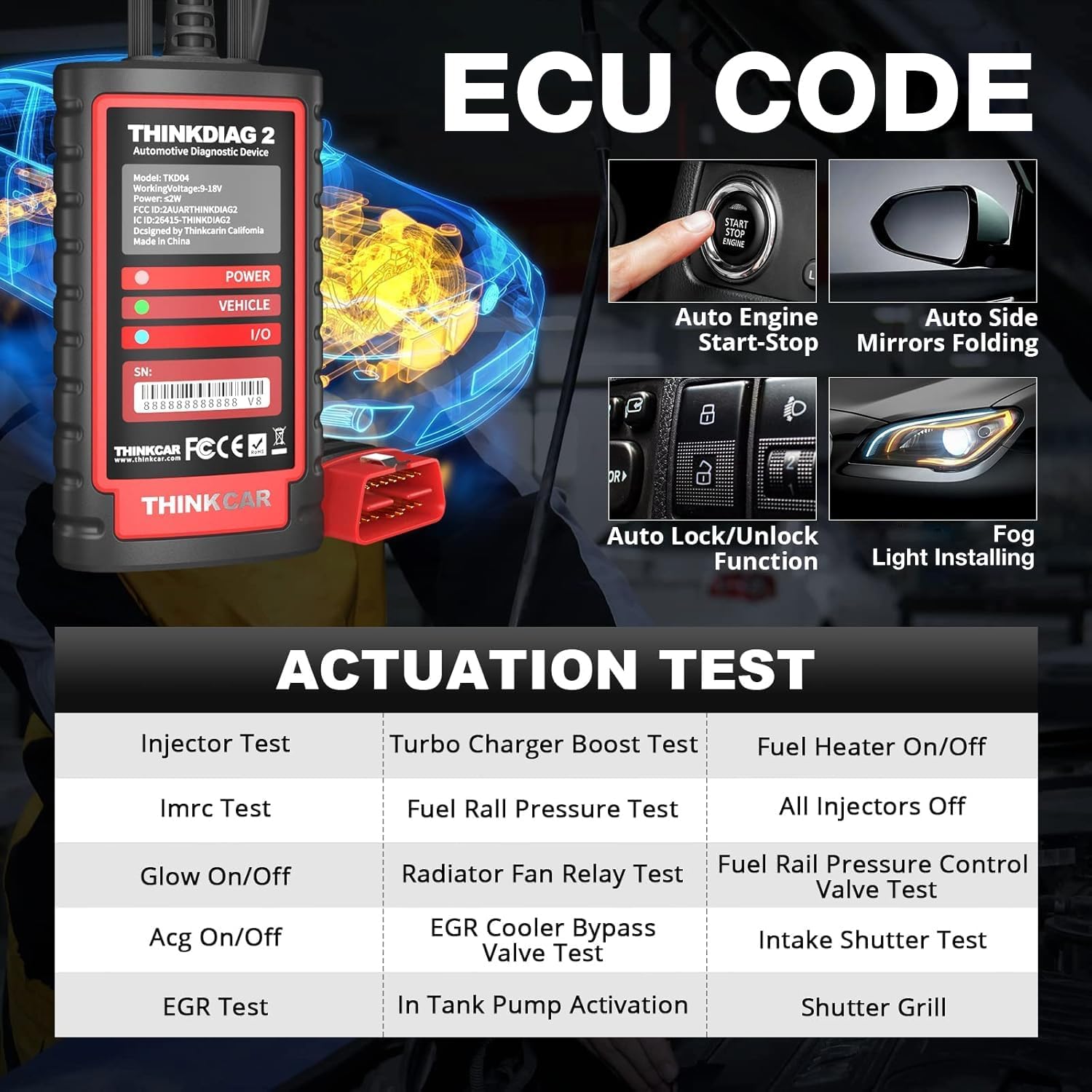 Thinkdiag2 All System Bidirectional OBD2 Diagnostic Scanner for iOS & Android, Bluetooth Scan Tool with CAN-FD Protocol, 15+ Reset Functions, ECU Code, Active Test, AutoVIN, 1 Year Update
