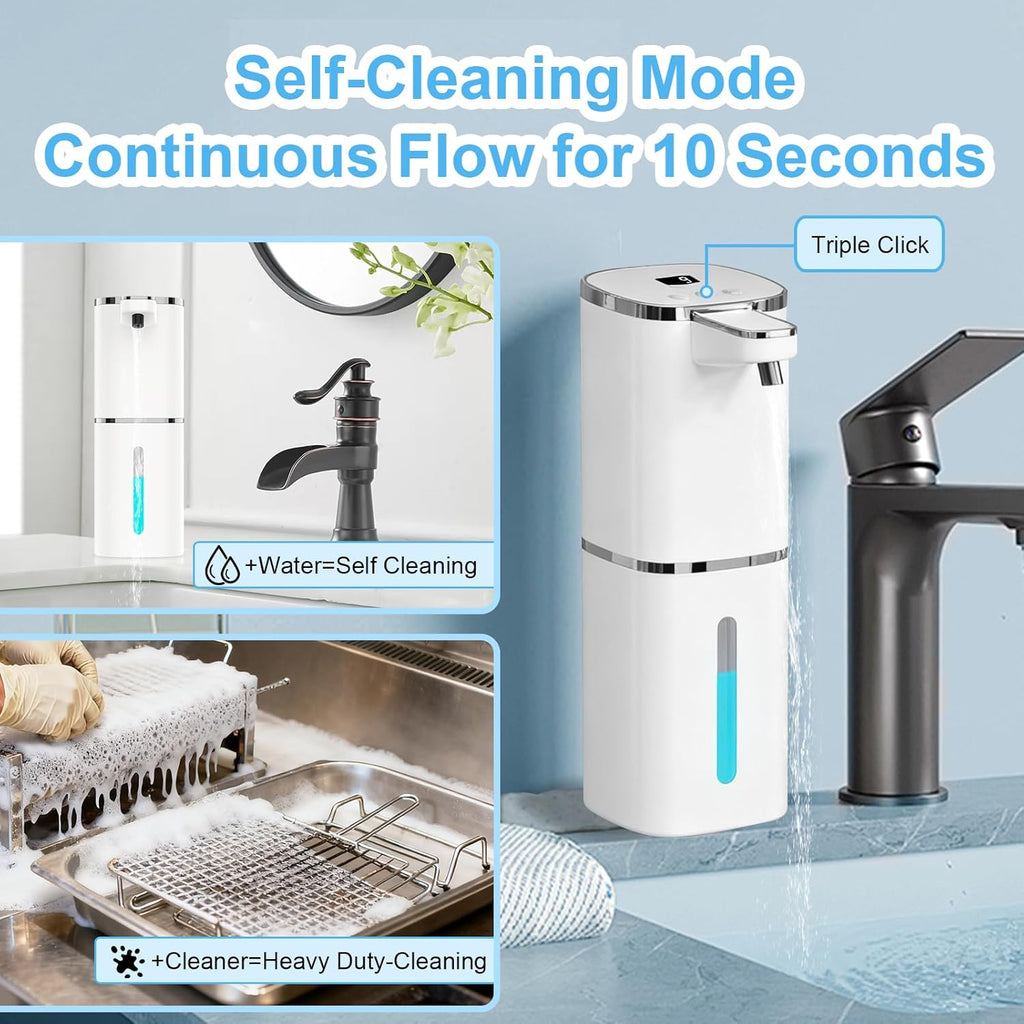 Automatic Liquid Soap Dispenser Touchless, USB Rechargeable Smart Hand Soap Dispenser, 9-Level Adjustable, Physical Button Operation, 13.5oz/400mL Wall Mounted for Bathroom Kitchen Dish Soap