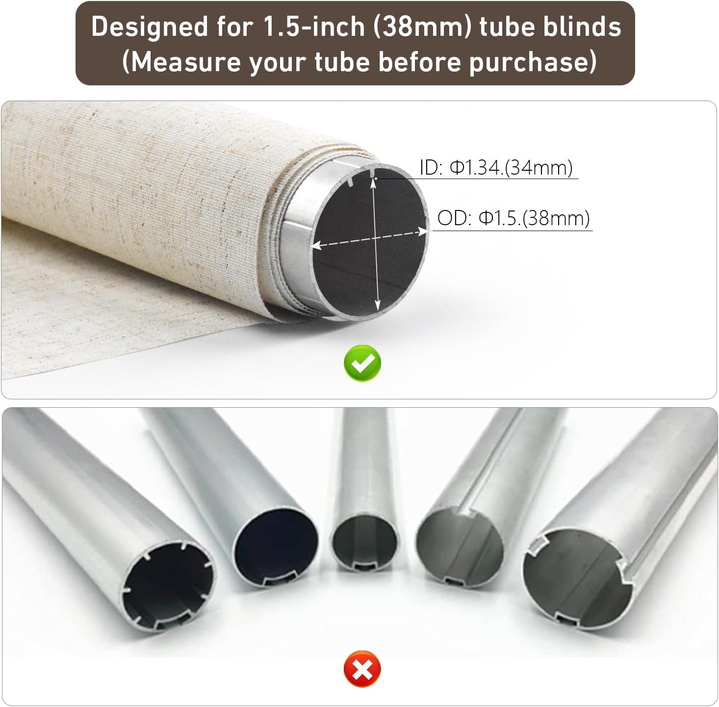 Rollerhouse AM25MEL Smart WiFi Blinds Motor for 1.5''/38mm Tubes - Tuya App Control, Alexa/Google Home, No Hub Needed - Works with Zebra/Roman/Roller Shades - 110-240V AC Plug-in, Ultra Quiet (30dB)
