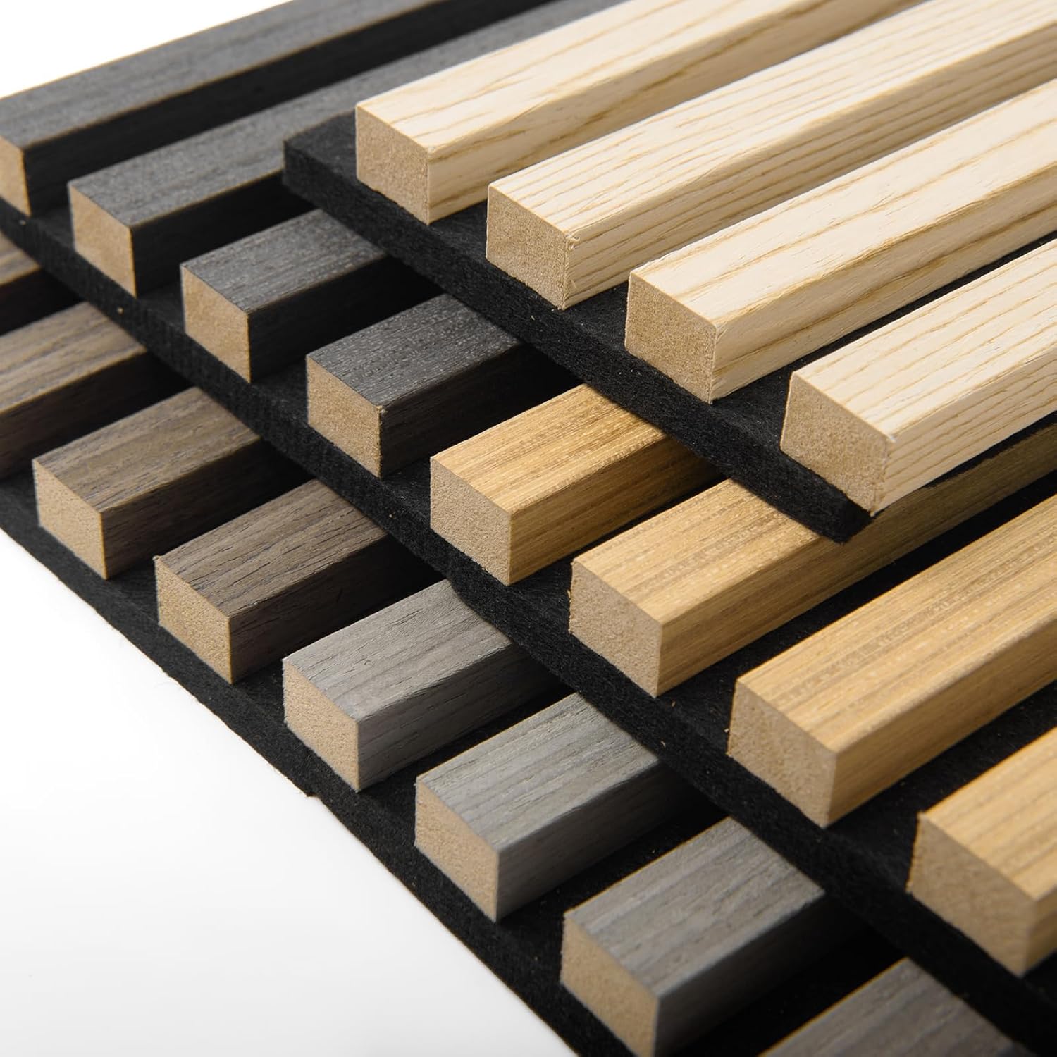 Art3d 5-Pack Sample Acoustic Wood Panels for Wall, Soundproof Wood Slat Panel for Wall and Ceiling - 5 Colors, 6" x 4.7"
