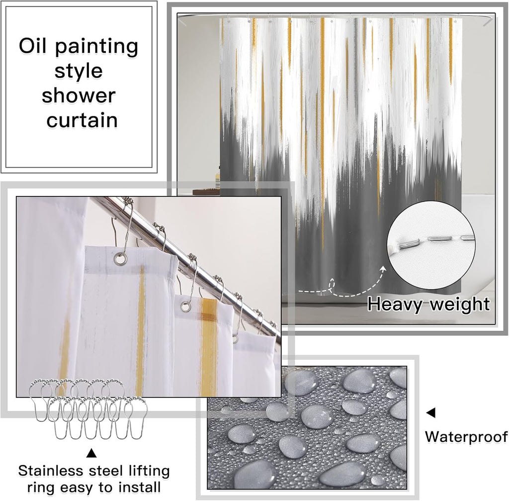 32PC Bathroom Accessory Set Bathroom Accessories Set Grey Bathroom Set, Shower Curtain Set, 2 Piece Bath Towel Set, 3PC Soap Dispenser, Toilet Brush & Trash Can