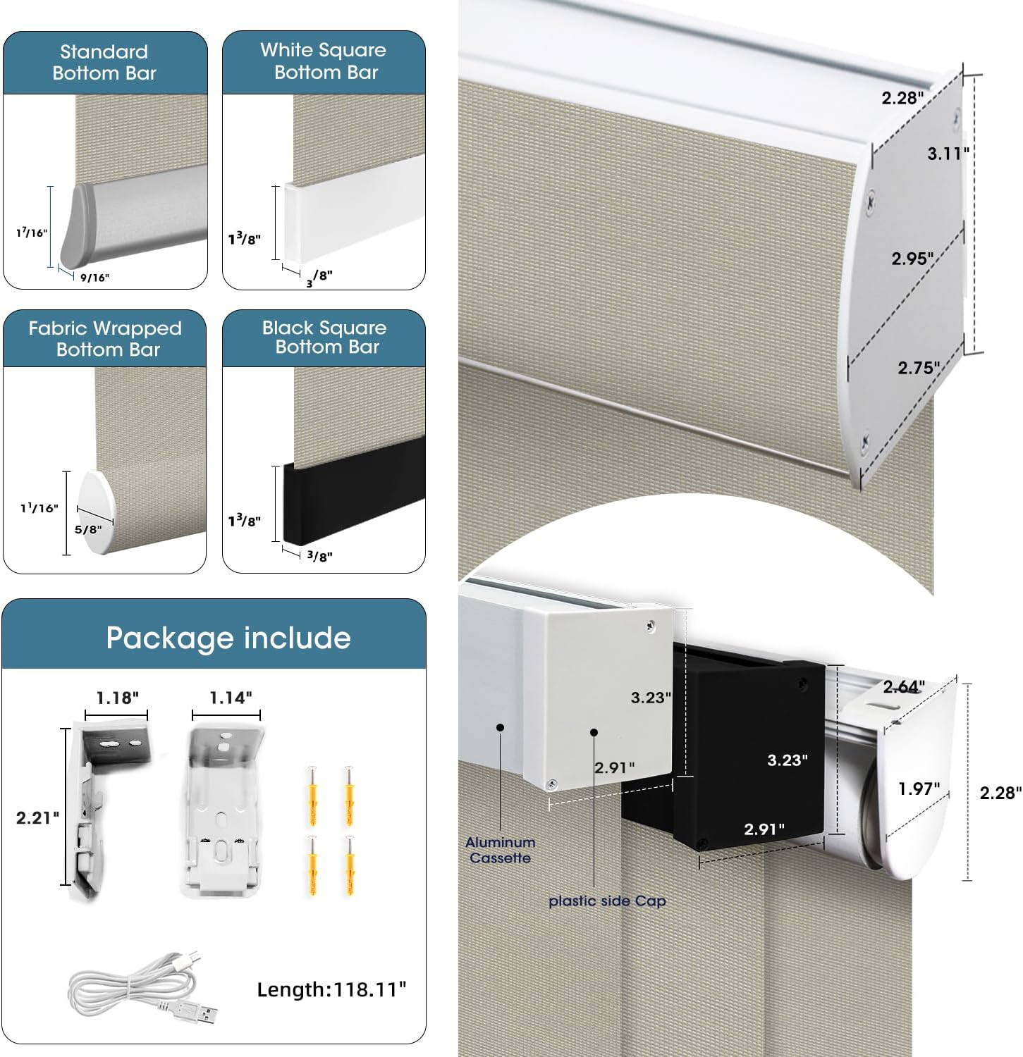 SmartWings Motorized Light Filtering Shades, 50% Blackout PVC Free Smart Blinds, Custom Size, Rechargeable Battery, Works with Matter/Apple HomeKit, Alexa, Thread/Zigbee, Remote Optional, 50% Stone