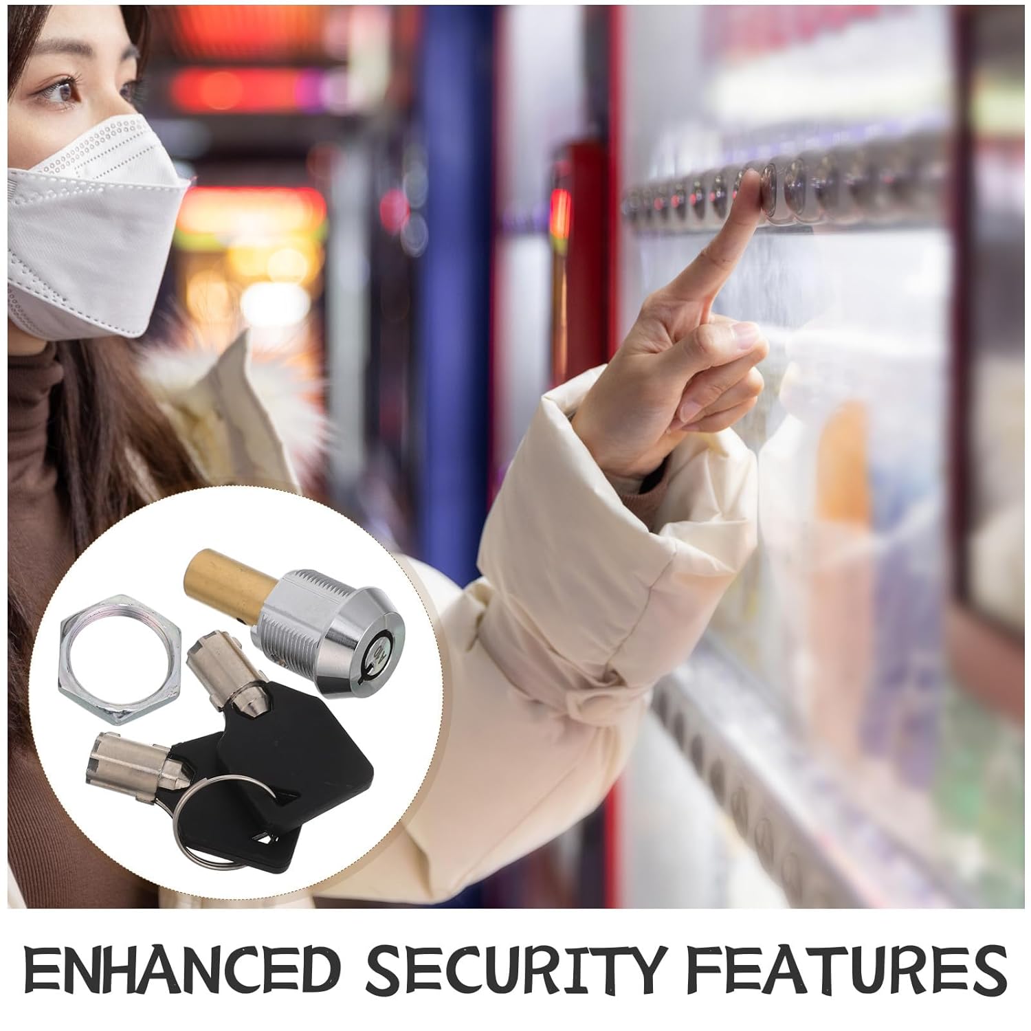 Generic 1 Set Vending Machine Lock and Key - Vending Machine Top Cover Tubular Lock and Key - Alike Security Components for Commercial Soda Snack Candy Gumball Dispenser