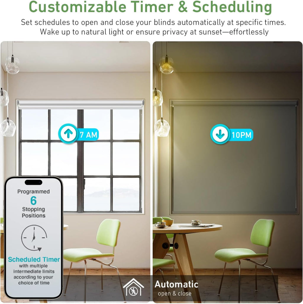 Rollerhouses 25TEW Main Power Voltage Blinds Motor with Tuya WiFi Smart Plug - Voice Control, App Remote Control, Timer Function, Compatible with Alexa & Google Assistant