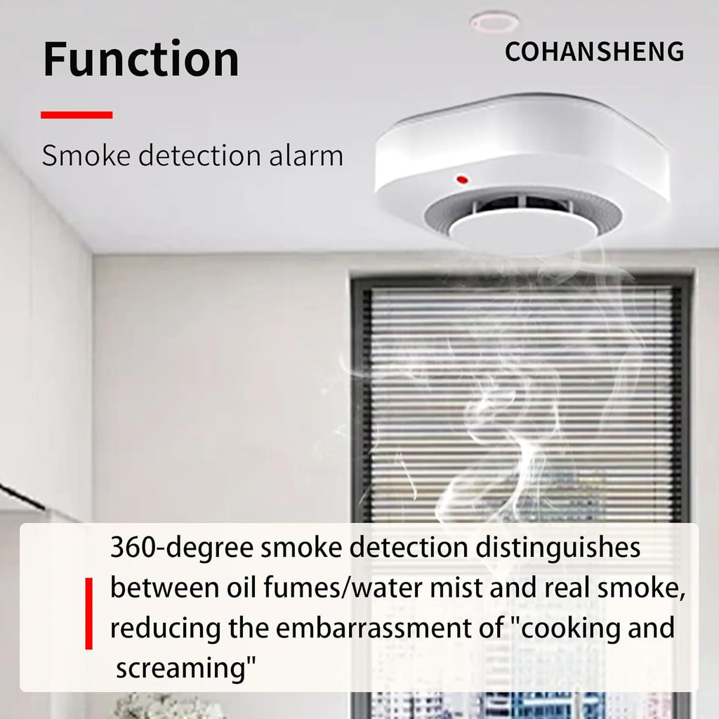 COHANSHANsmoke Detector,Smoke Alarm,fire Alarms Smoke detectors,(Sensor Life of 10 Years) complies with UL Certification,fire Alarm,Smoke detectors,360°Intelligent Detection,Wireless Installation (2)