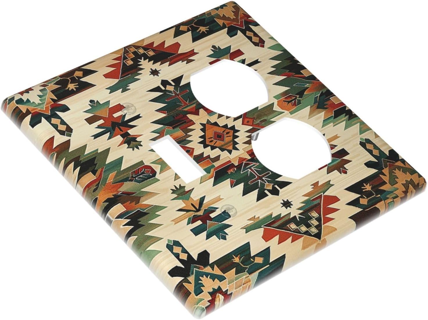 Wallplates Southwest Rustic American Indian Aztec Boho 1 Toggle 1 Duplex Switch Plate Electrical GFCI Faceplate Decorative Light Switch Covers for Bed Room living Room Decor