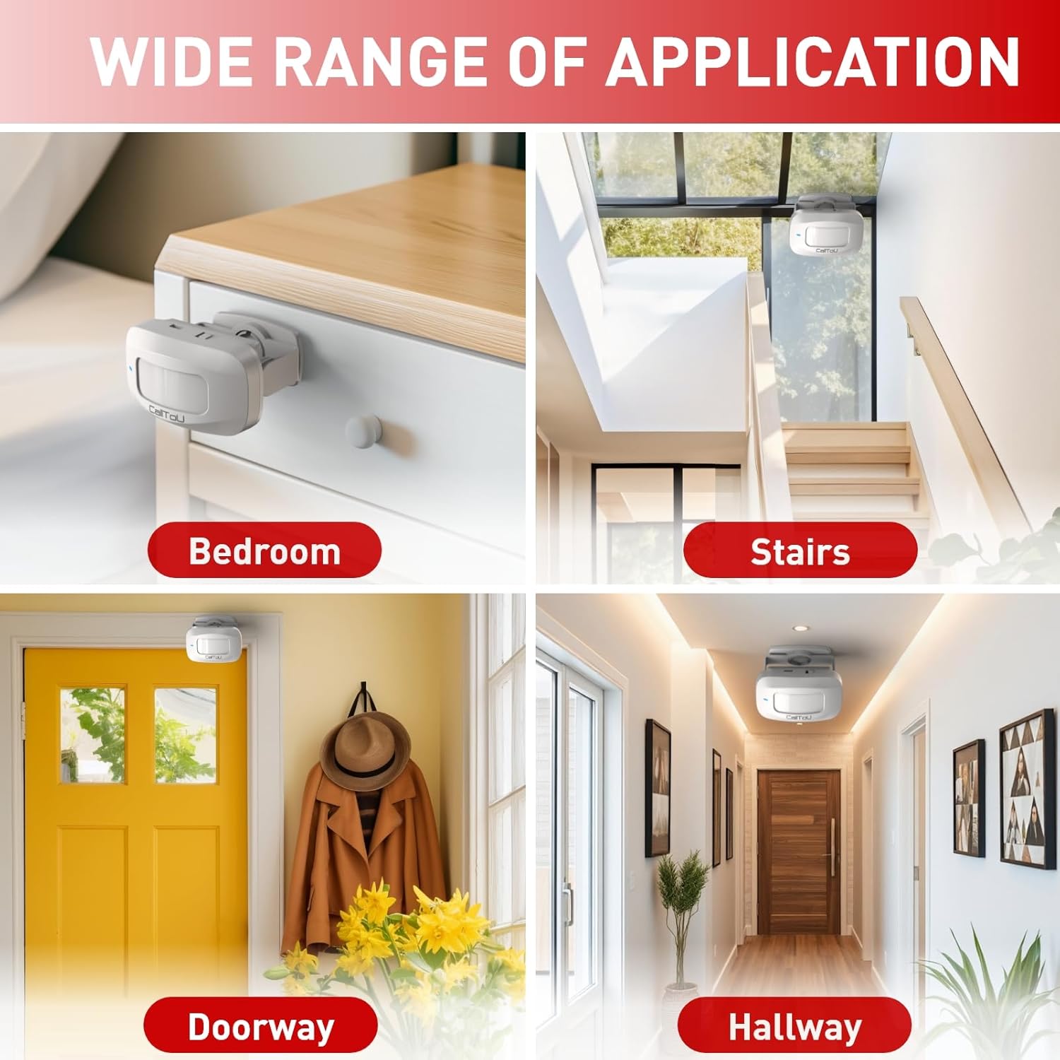 CallToU Bed Alarm and Fall Prevention for Elderly/Dementia/Patients Wireless Caregiver Pager Motion Sensor Detector Alert Bed Alarm for Elderly Adults with Vibration Digital Display Low Battery Remind