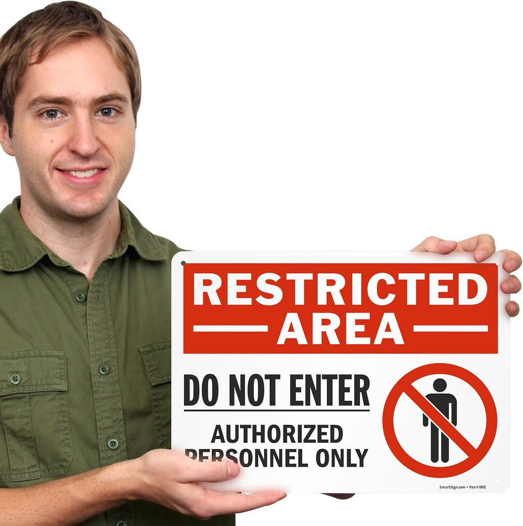 SmartSign 2-Pack 'Restricted Area Do Not Enter Authorized Personnel Only' OSHA Metal Sign - 10" x 14", 40 mil Laminated Rustproof Aluminum, Fade-Resistant, Red, Black and White, Made in USA