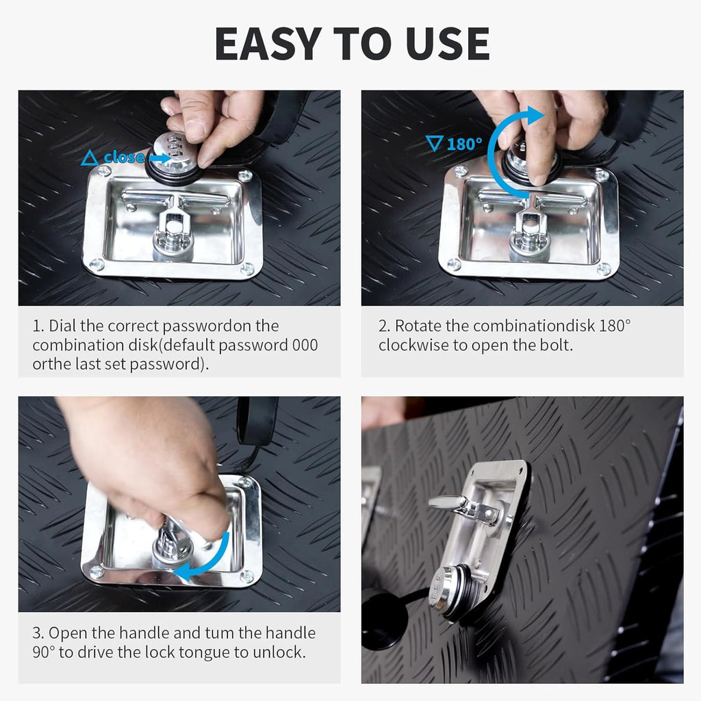 Combination Truck Tool Box Lock Replacement, 3 Digit Combination Lock Keyless Security Folding T-Handle Latch Standard US General for Trailer Toolbox RV Camper Motorhome Patrol Car