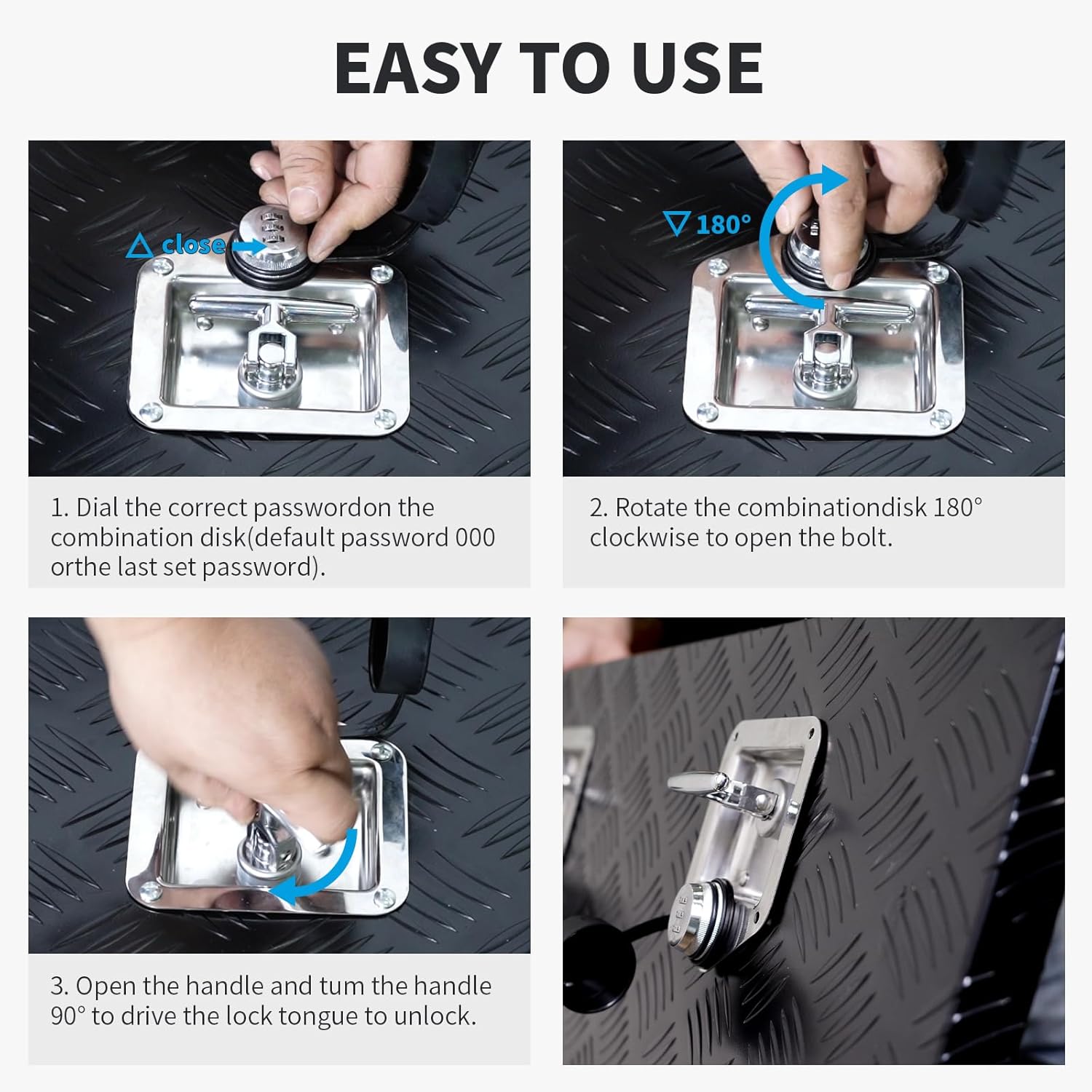 Combination Truck Tool Box Lock Replacement, 3 Digit Combination Lock Keyless Security Folding T-Handle Latch Standard US General for Trailer Toolbox RV Camper Motorhome Patrol Car