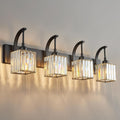 Crystal Vanity Lights 4-Light Black Bathroom Vanity Lights Modern Crystal Bathroom Light Fixtures Over Mirror 32.67" Long Vanity Light for Bathroom
