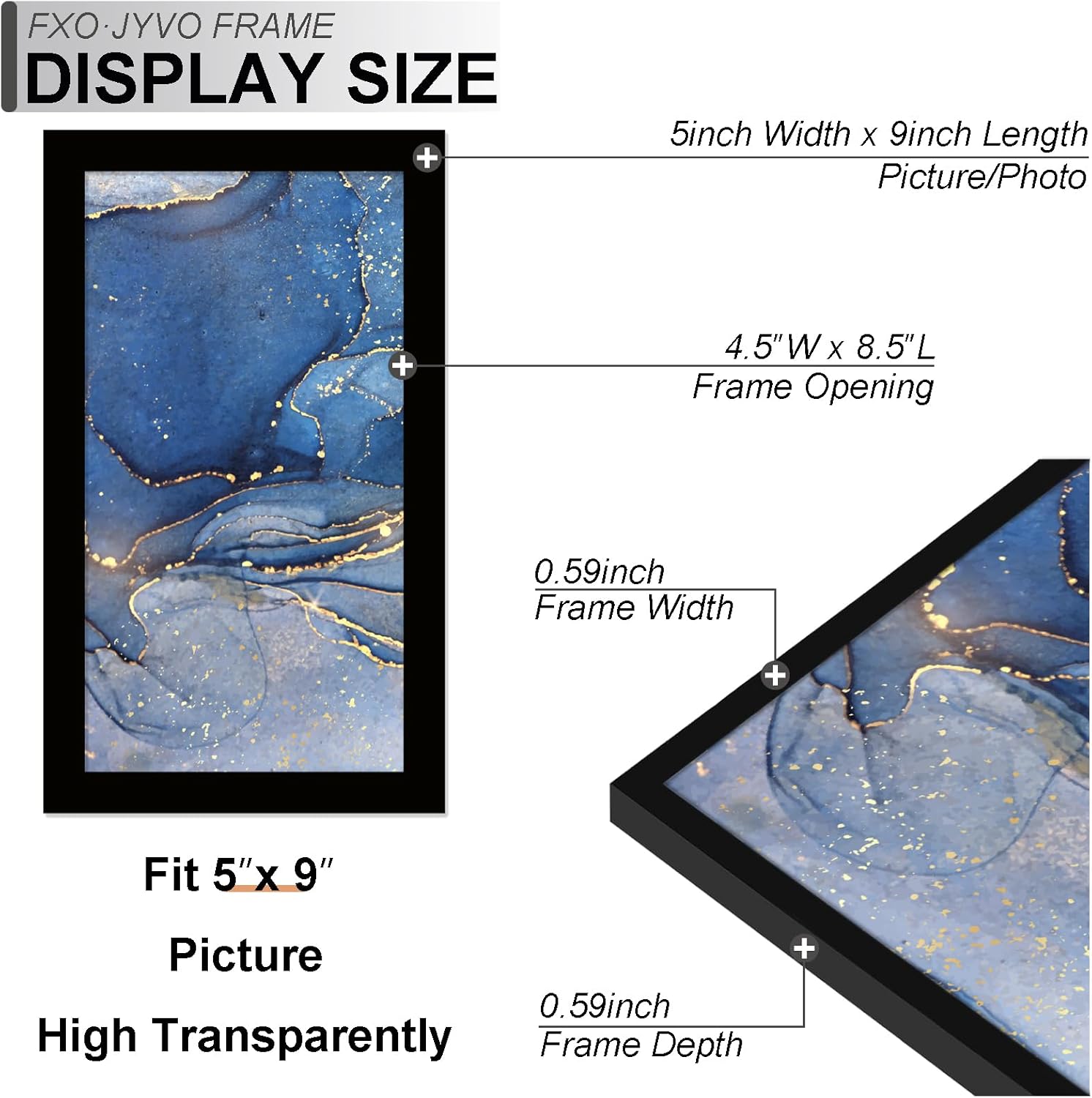 5x9 Picture Frame Set of 6, Black Frame for 5 x 9 Inch Picture Poster Photo, Light Weight and High Transparent 5 by 9 Frame for Wall - 6 Pack/Black/5"x9"