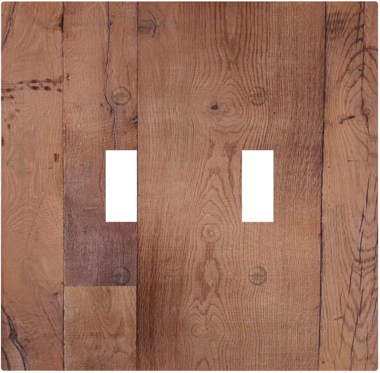 Rustic Brown Dark Wood Texture Printing Decorative Switch Plates 2 Gang Double Toggle Outlet Light Switch Cover Wall Plate Electrical Faceplate For Farmhouse Cabin Decor