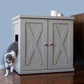 THE REFINED FELINE Cat Litter Box Enclosure Cabinet, Farmhouse, Smoke Gray, Adjustable Levelers, Large, Hidden Litter Cat Furniture with Drawer