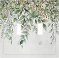 Decorative Switch Plates Sage Green Eucalyptus Watercolor Plant Leaves 2 Gang Double Toggle Outlet Light Switch Cover Wall Plate Electrical Faceplate for Bedroom Bathroom Decor