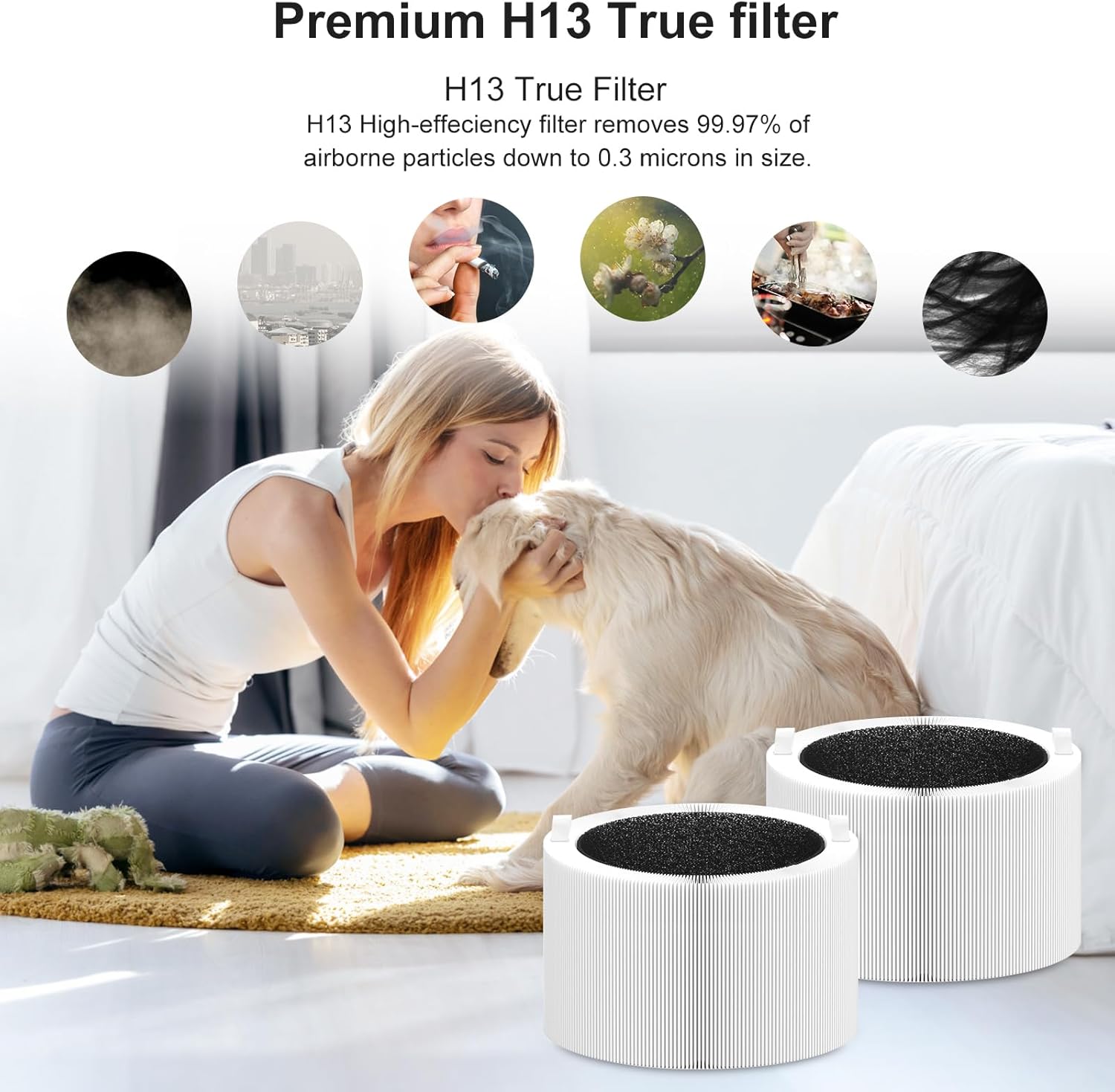 Blue Pure 411i/411a Max Replacement Filter Compatible with 411i/411a Max Air Purifier. Blue Pure F4MAX, 3-in-1 H13 Ture Filter and High-Efficiency Activated Carbon Filters, 2 Pack.