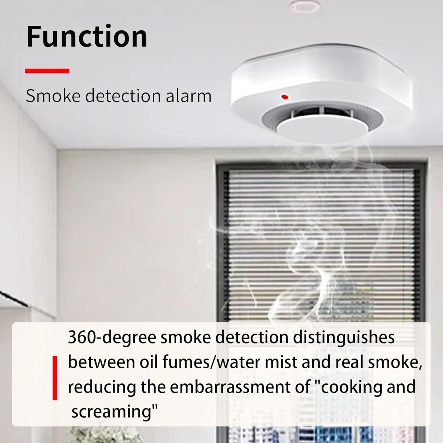 COHANSHANsmoke Detector,Smoke Alarm,fire Alarms Smoke detectors,(Sensor Life of 10 Years) complies with UL Certification,fire Alarm,Smoke detectors,360°Intelligent Detection,Wireless Installation(1)