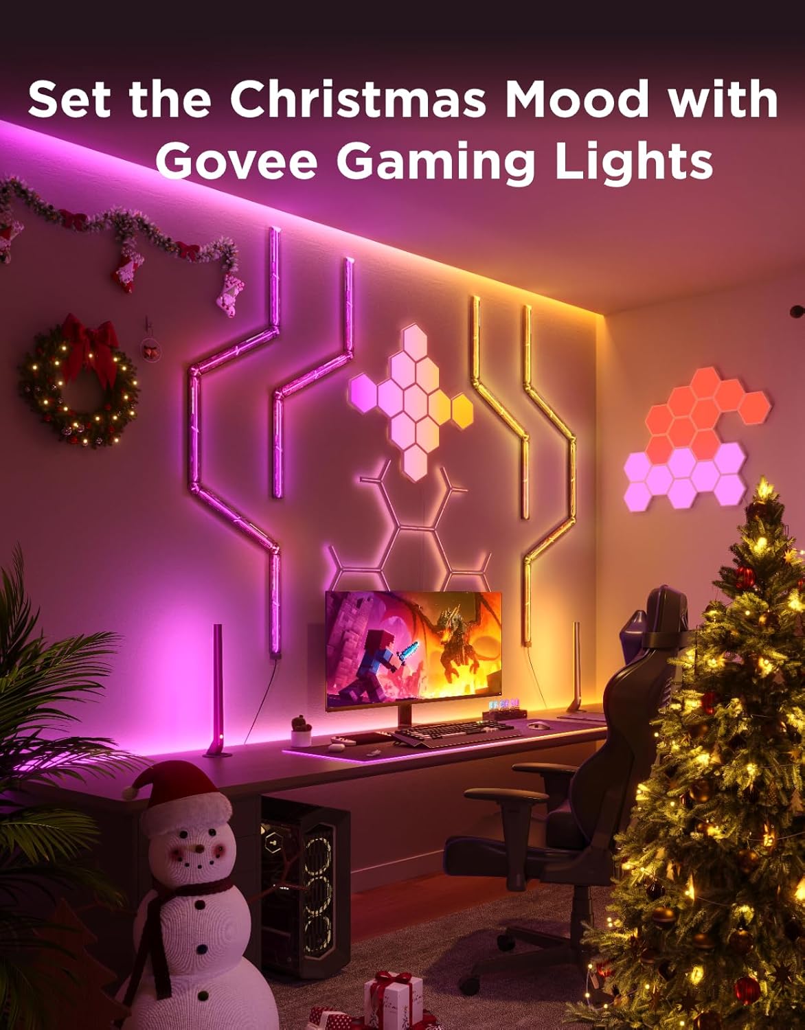 Govee RGBIC Gaming Light Bars H6047 with Smart Controller, Wi-Fi Smart LED Gaming Lights with Music Modes and 60+ Scene Modes Built, Works with Alexa & Google Assistant, Game Room Lights Decor