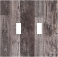 Decorative Switch Plates Rustic Dark Grey Wood Retro Country Wooden 2 Gang Double Toggle Outlet Light Switch Cover Wall Plate Electrical Faceplate for Farmhouse Cabin Decor