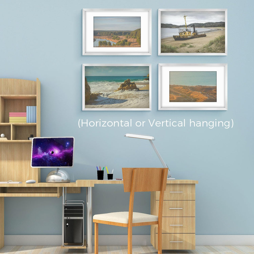 Golden State Art, 16X24 Picture Frame with Mat for 12X18 - High Definition Glass Wall Mounting Horizontal Vertical Display (Silver, 2 Pack)