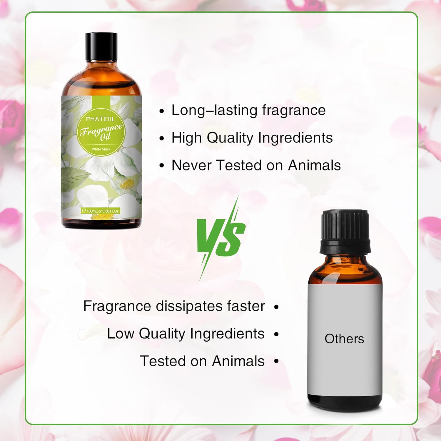 PHATOIL 3.38FL.OZ White Musk Fragrance Oils for Aromatherapy, Essential Oils for Diffusers for Home, Perfect for Diffuser, DIY Candle and Soap Making, DIY Scented Products - 100ml