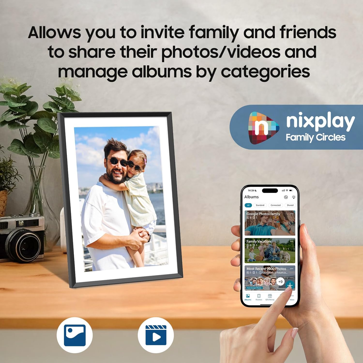 Digital Picture Frame Powered by Nixplay 10.1", Share Photos/Videos via Nixplay App or Email, WiFi Digital Photo Frame with Easy Setup, Support Alexa, Free Cloud Storage, Auto Rotate, Gifts for Mom