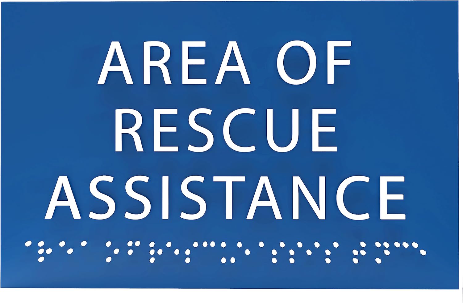6" X4" Area of Rescue Assistance Sign- Tactile Graphics Grade 2 Braille Text ADA Compliant Sign |ADA Compliant Plastic Signs for Schools, Offices, Businesses, Apartments & Restaurants